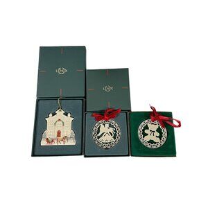 Lenox Yuletide Teddy Bear Angel with Horn Sheffield Manor Ornament lot of 3